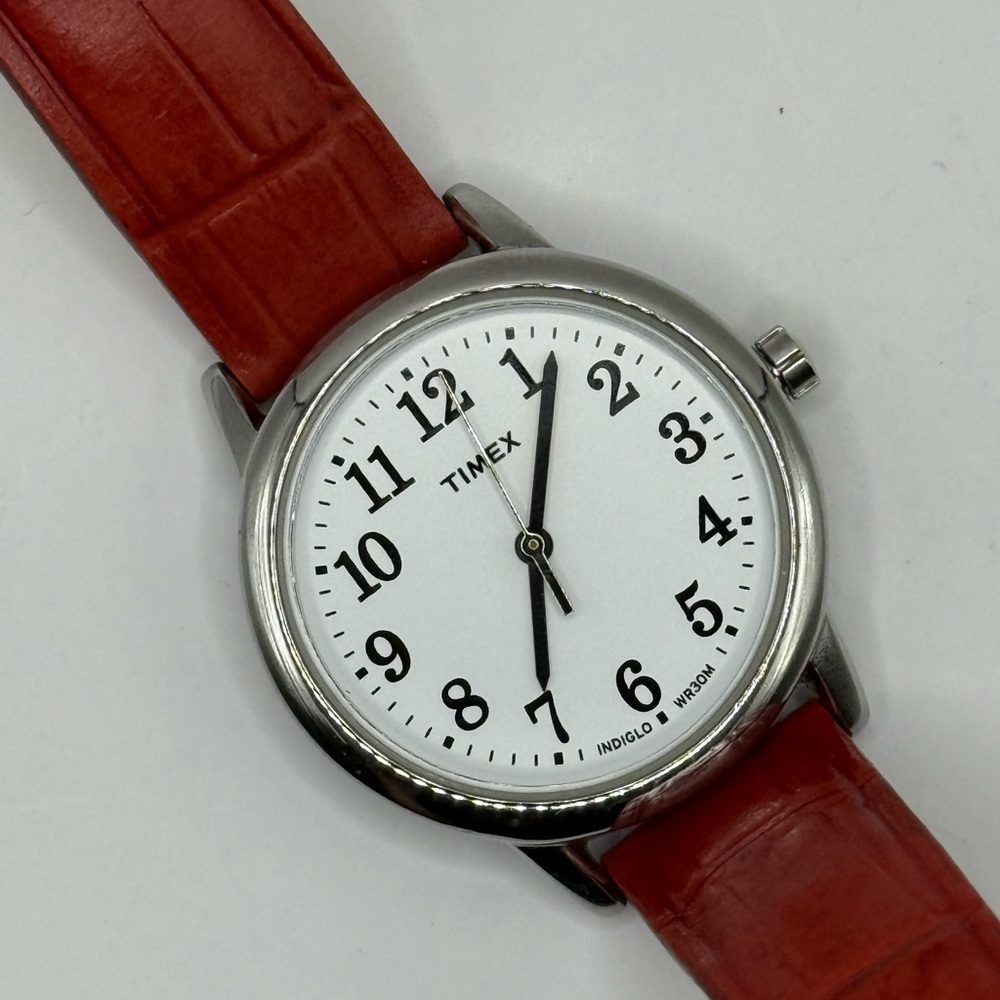Timex Women's Easy Reader 30mm Red Croco Indiglo Leather Watch (New Battery)